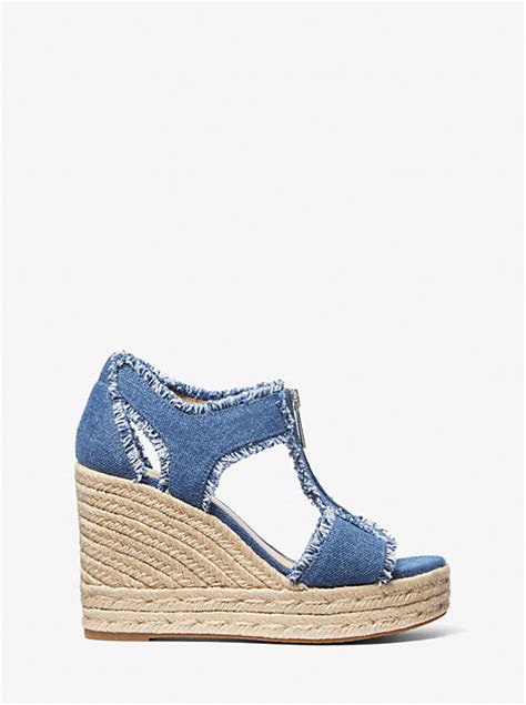 michael michael kors berkley platform wedge|berkley frayed denim wedge sandal.